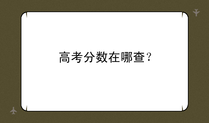 高考分数在哪查？
