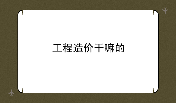 工程造价干嘛的