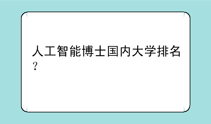 人工智能博士国内大学排名？
