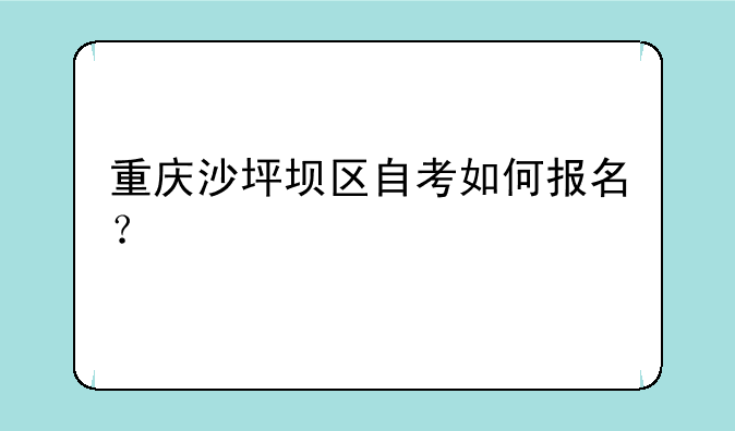 重庆沙坪坝区自考如何报名？