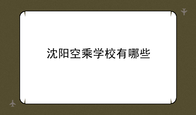 沈阳空乘学校有哪些