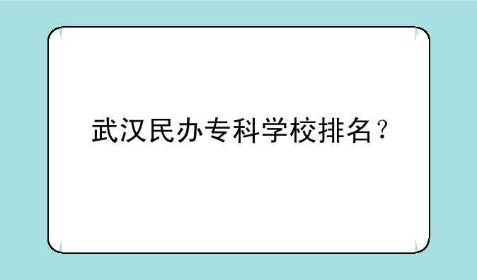 武汉民办专科学校排名？