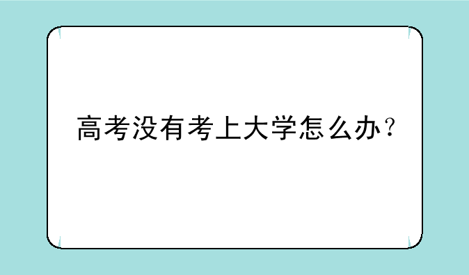 高考没有考上大学怎么办？