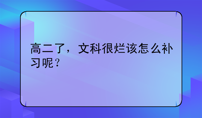 高二了，文科很烂该怎么补习呢？