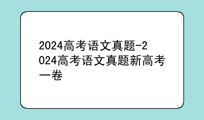 2024高考语文真题-2024高考语文真题新高考一卷