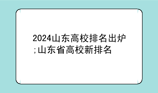2024山东高校排名出炉;山东省高校新排名
