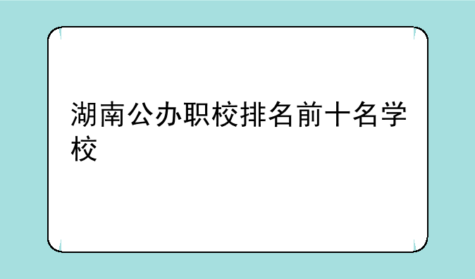 湖南公办职校排名前十名学校