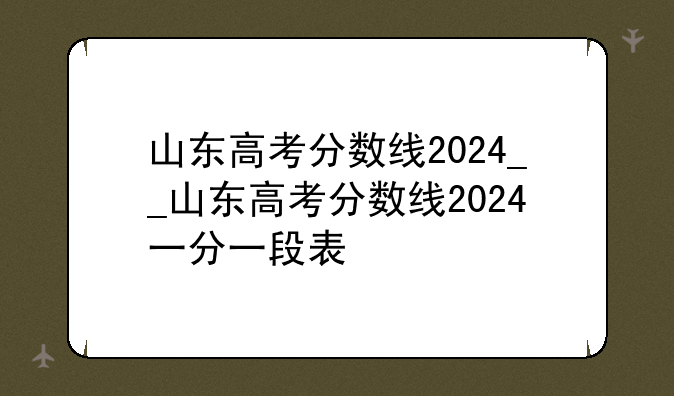 山东高考分数线2024__山东高考分数线2024一分一段表