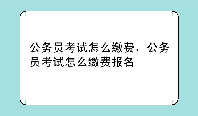 公务员考试怎么缴费，公务员考试怎么缴费报名